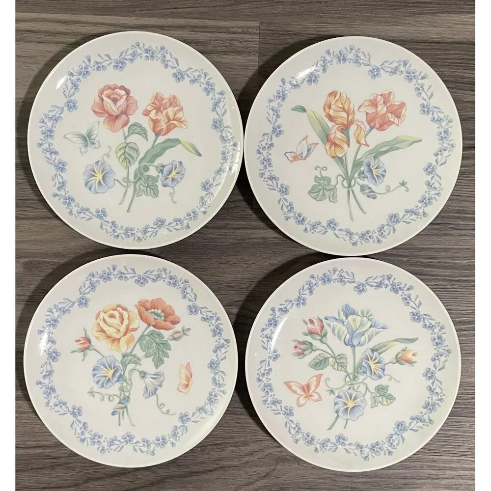 Mayfair Shafford‎ Floral Butterfly Salad Plates 7.5" Japan Vintage Set Of 4